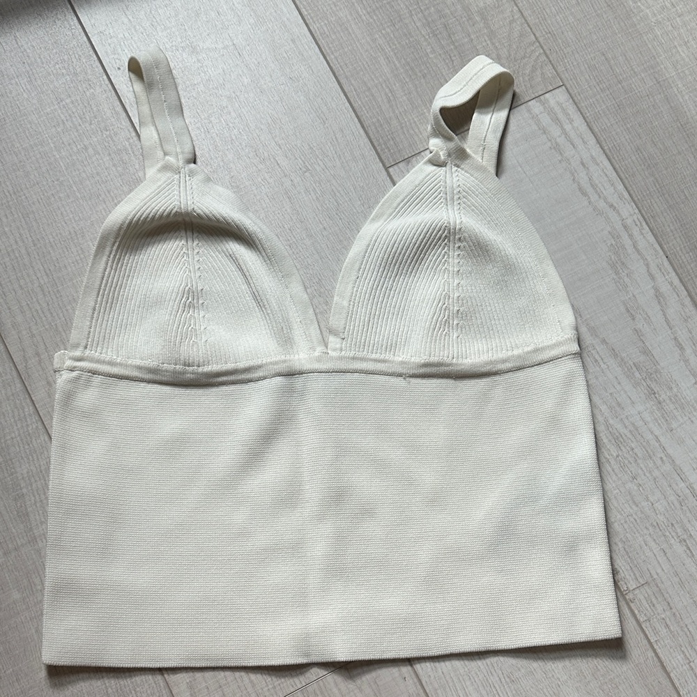 Zara Cream Ribbed Knit Top